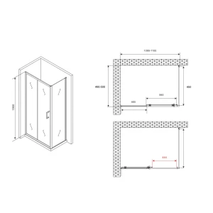 Душевой уголок Abber Schwarzer Diamant 110х50 AG301105-S505